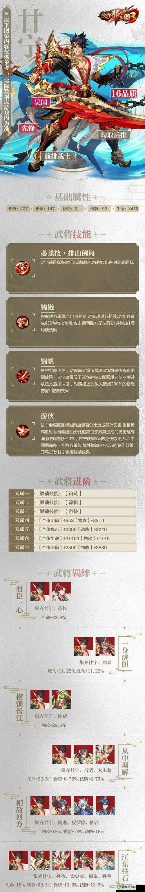 深度剖析放开那三国甘宁实用性评测及全面使用攻略